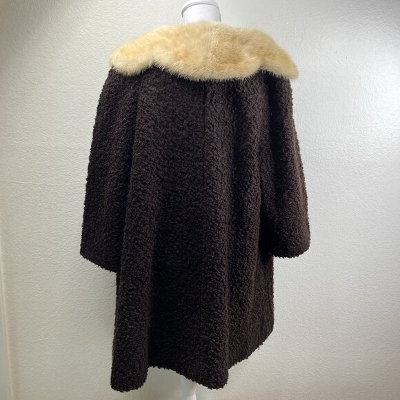 Fisher's Lincoln Park Coat Brown Sz M/L Fur Collar 3/4 Sleeves Union Outlander - Picture 4 of 15